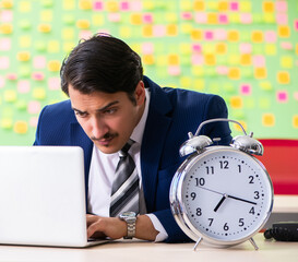Businessman with many conflicting priorities in time management