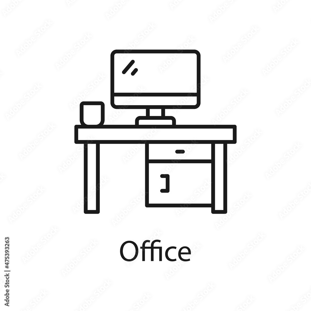 Aufkleber office vector outline icon for web isolated on white background eps 10 file