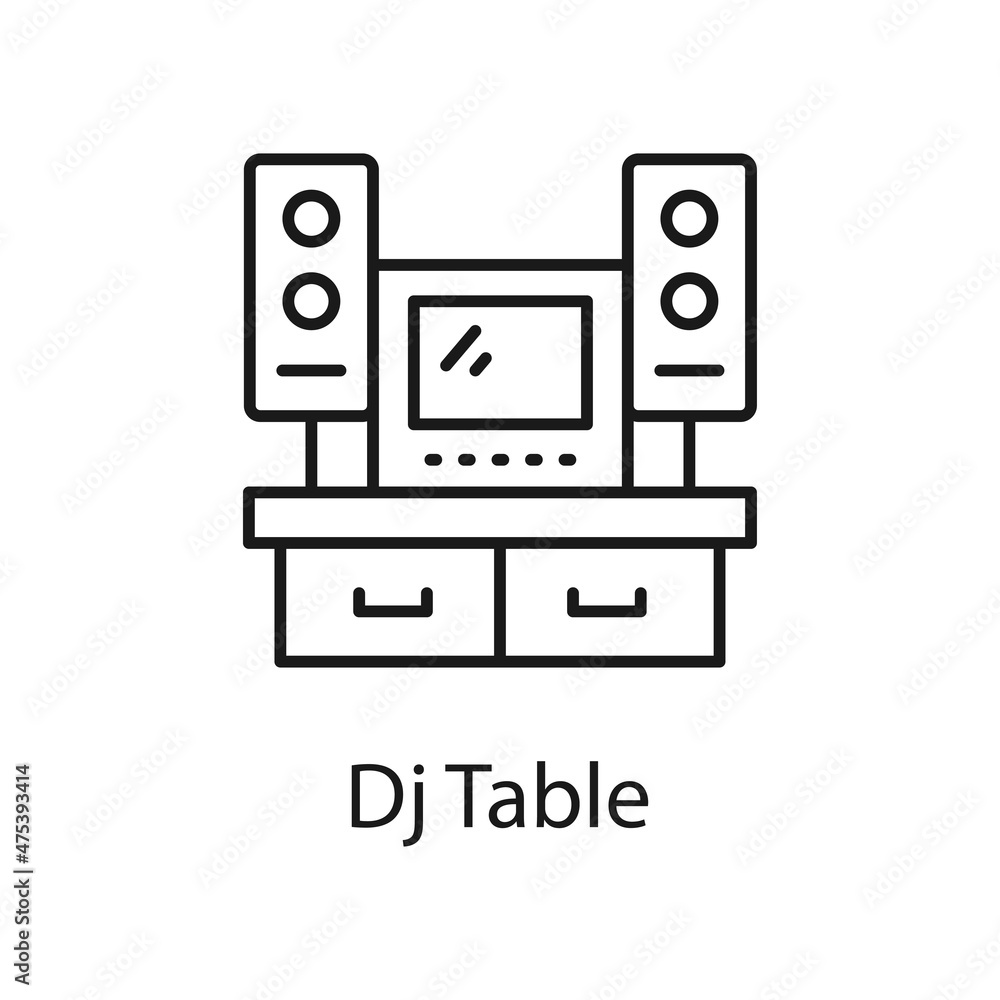 Poster speaker table vector outline icon for web isolated on white background eps 10 file