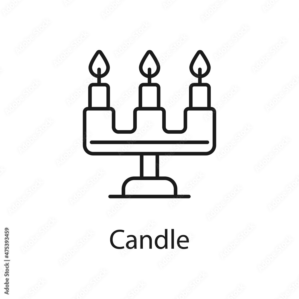Poster candle vector outline icon for web isolated on white background eps 10 file