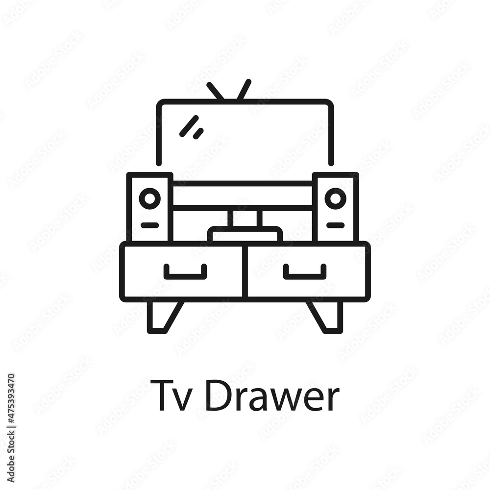 Poster tv drawer vector outline icon for web isolated on white background eps 10 file