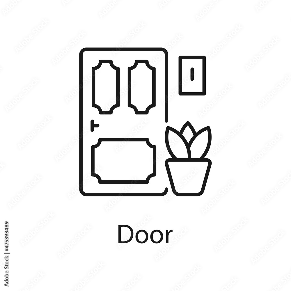Poster door vector outline icon for web isolated on white background eps 10 file