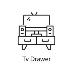 Tv Drawer vector outline icon for web isolated on white background EPS 10 file