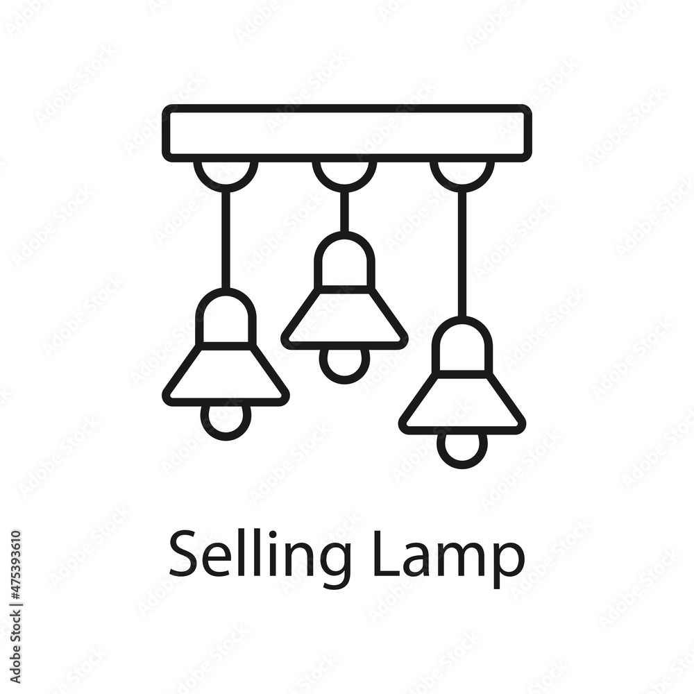 Poster selling lamp vector outline icon for web isolated on white background eps 10 file
