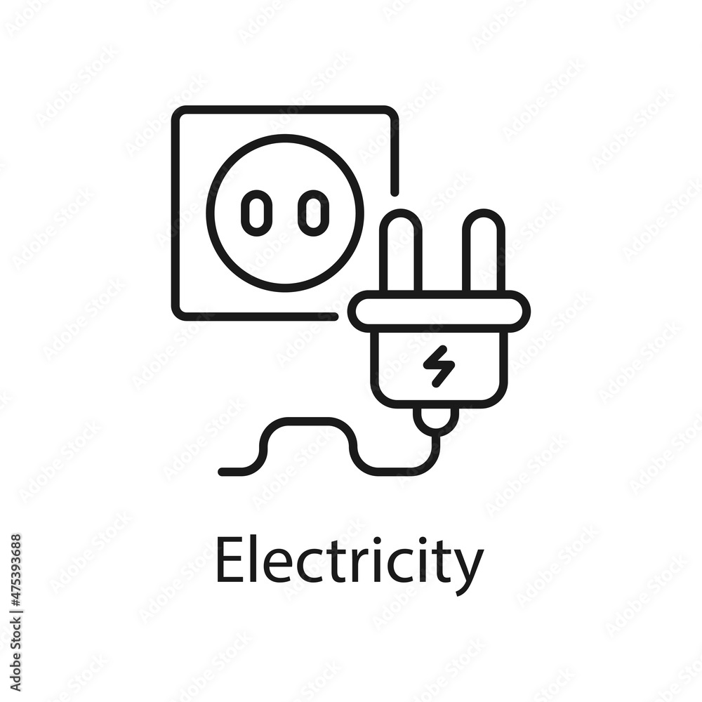 Poster electricity vector outline icon for web isolated on white background eps 10 file