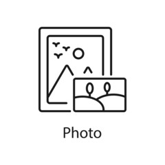 Photo vector outline icon for web isolated on white background EPS 10 file