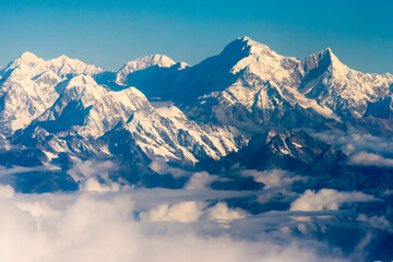 Mount Everest (8848m) in the Himalayas above the clouds, Nepal
