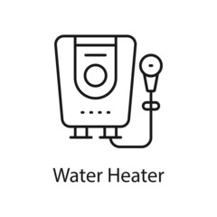 Water Heater vector outline icon for web isolated on white background EPS 10 file