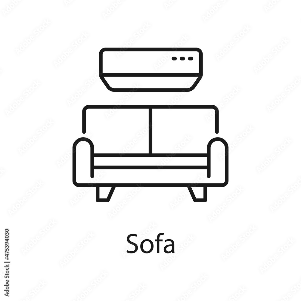 Poster sofa vector outline icon for web isolated on white background eps 10 file