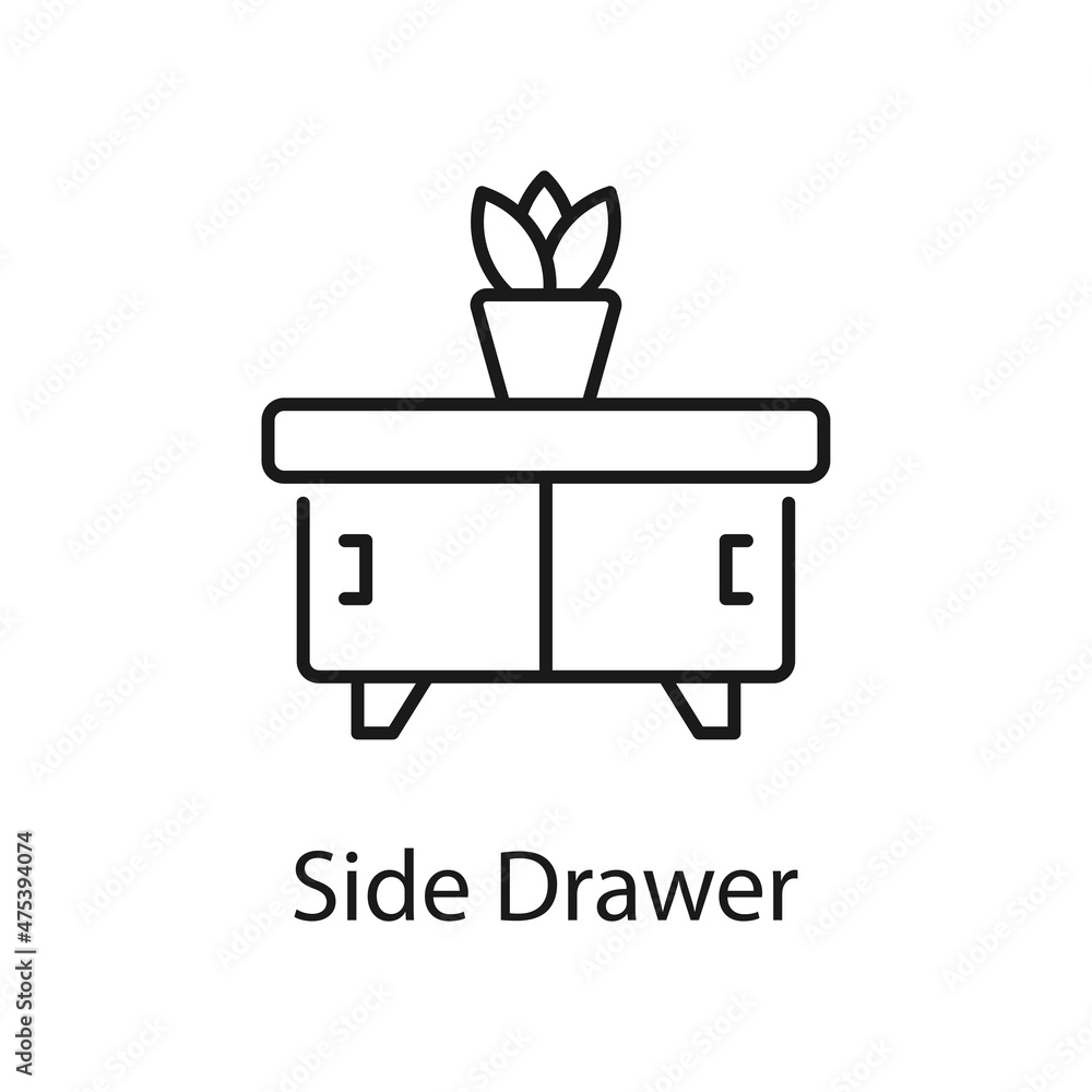 Poster side drawer vector outline icon for web isolated on white background eps 10 file