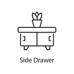 Side Drawer vector outline icon for web isolated on white background EPS 10 file