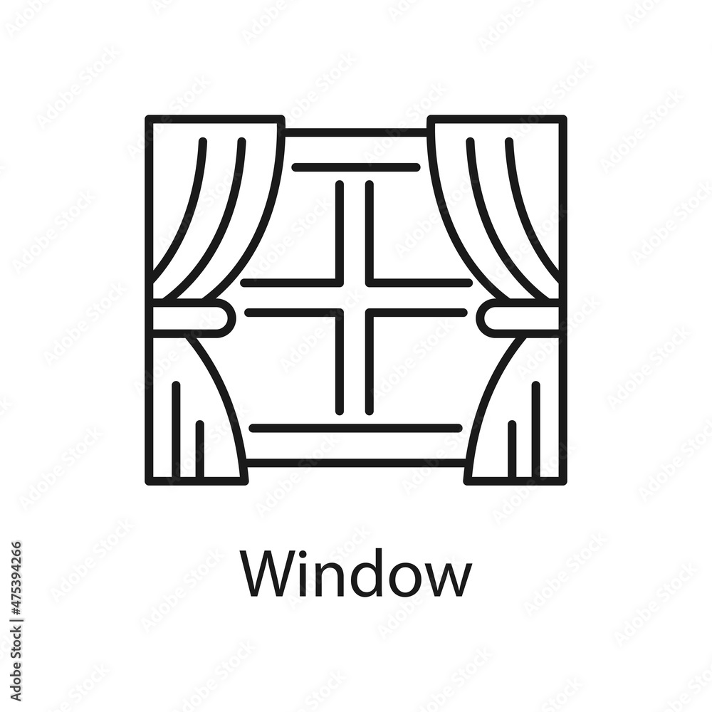 Poster window vector outline icon for web isolated on white background eps 10 file