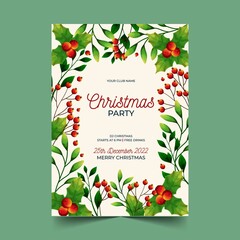 christmas party poster template flat vector design illustration