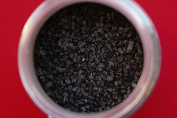 jar of spice in the form of black salt