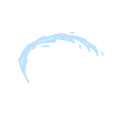 Jet of water. Abstract blue curved shape. Splash and spray liquid. Flat illustration