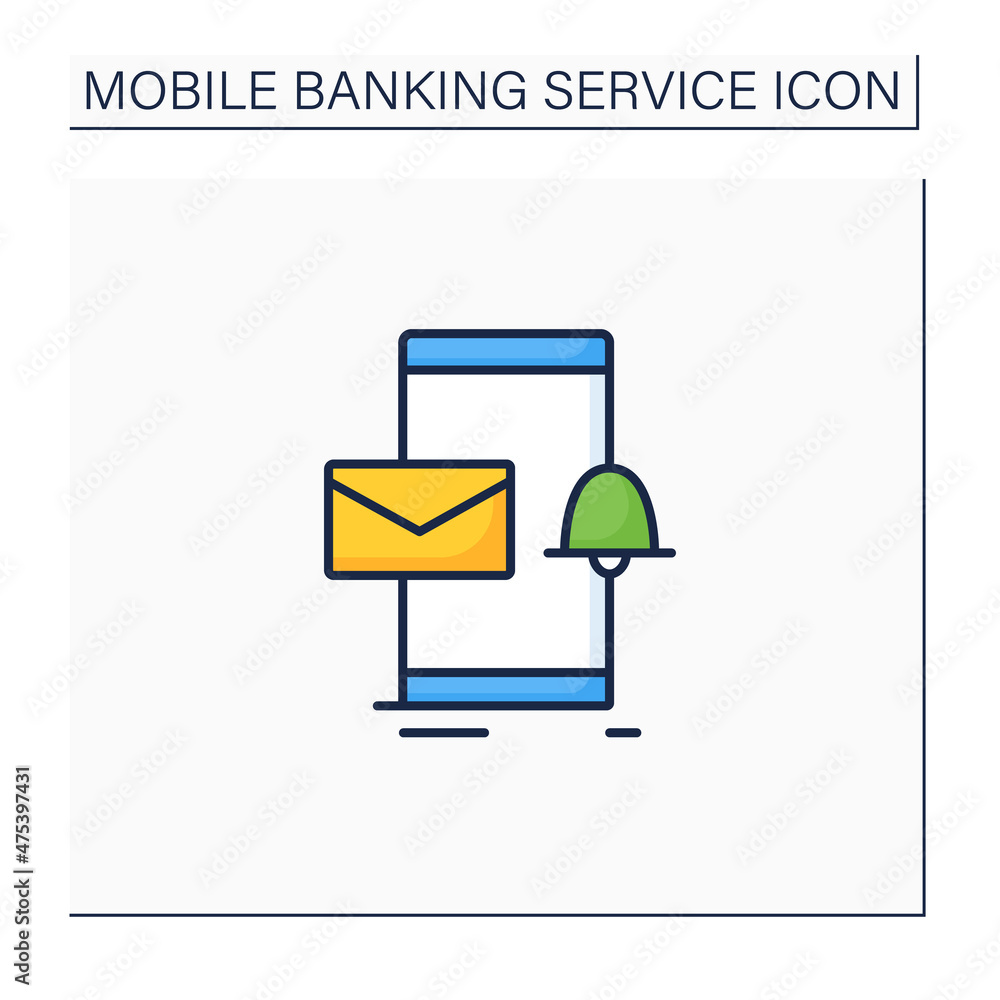 Poster email alert color icon. unread email notification. web banking message. new message on smartphone sc