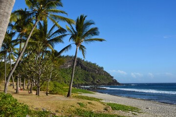 Naklejka na ściany i meble Grande Anse beach, Ile de la Réunion, Océan Indien