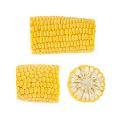 fresh corn cob isolated on white background