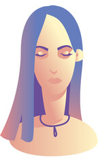 Vector illustration. Girl with straight hair