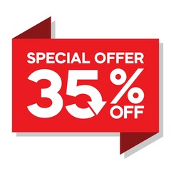 Special offer discount up to 35 percent, banner template design, special offer discount sales promotion. vector template illustration