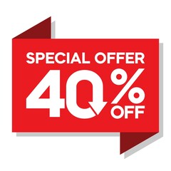 Special offer discount up to 40 percent, banner template design, special offer discount sales promotion. vector template illustration