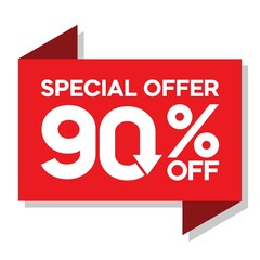 Special offer discount up to 90 percent, banner template design, special offer discount sales promotion. vector template illustration
