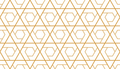 Fototapeta premium The geometric pattern with lines. Seamless vector background. White and gold texture. Graphic modern pattern. Simple lattice graphic design