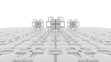 Abstract background with cubes. Black and white scene. 3d render. 3d illustration