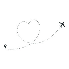 love airplane icon on white background