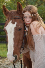 Fototapeta premium girl with horse
