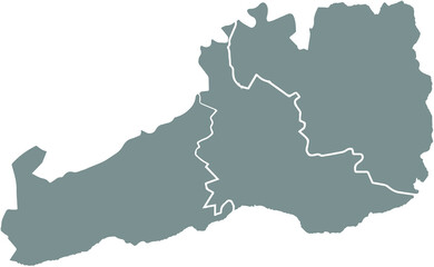Obraz premium Simple blank gray vector map with white borders of urban city districts of St. Gallen, Switzerland