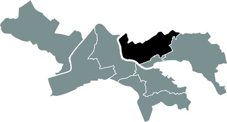 Obraz premium Black location map of the Rechtes Reussufer District inside gray urban districts map of the Swiss regional capital city of Lucerne-Luzern, Switzerland