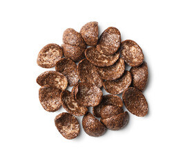 Sweet chocolate breakfast cereal flakes.