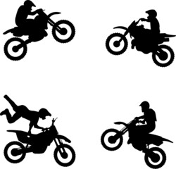 motocross silhouettes, extreme motosport silhouettes - vector