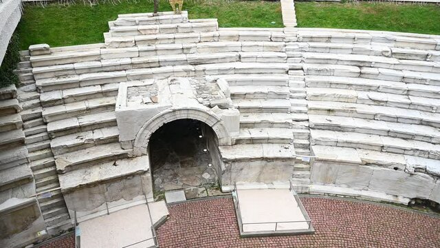 Ancient Roman buildings. Stadium of Philippopolis, Plovdiv, Bulgaria.  One of the largest and best preserved buildings from the time of Ancient Rome on the Balkan peninsula,