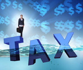Businesswoman having problems with paying taxes
