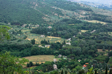 Panoramic view of nature of Tuscany in Italy 