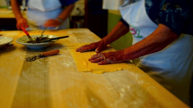 Agnolotti: home made pasta of the Langhe, Piedmont - Italy