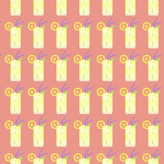 Seamless pattern with lemonade. Summer colorful pattern design for fabric, textile, scrapbooking, wallpaper, wrapping paper and other surface pattern design.