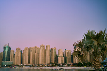 Plakat architecture of the big city of Dubai in the United Arab Emirates
