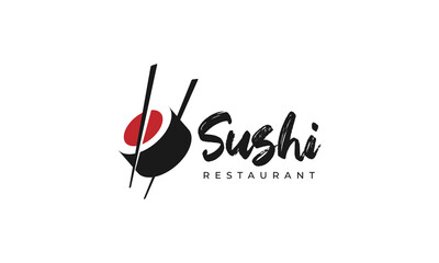 chopstick holding sushi logo design © theos studio
