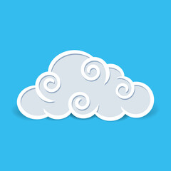 Papers Clouds with Shadow Effect Isolated on Blue Backdrop. Cute Illustration for Decorating Sky. Kids Cartoon Style