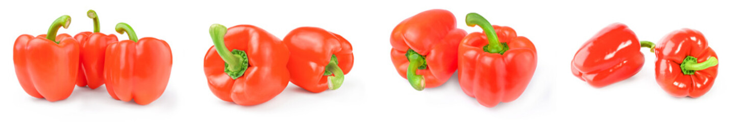 Group of bulgarian peppers on a isolated white background
