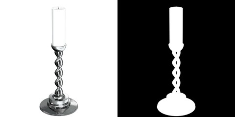 3D rendering illustration of a candle with holder