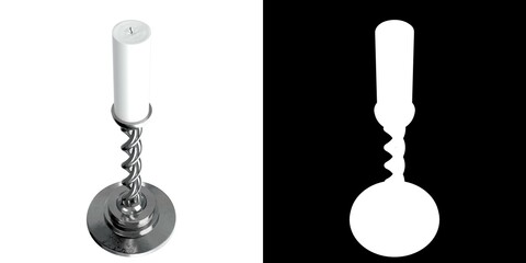 3D rendering illustration of a candle with holder