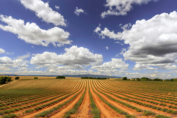 Europe, France, Provence, Valensole Plateau. Harvested lavender fields.