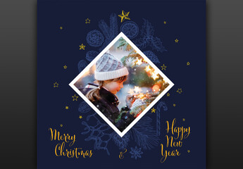 Christmas Red Family Photo Card Layout