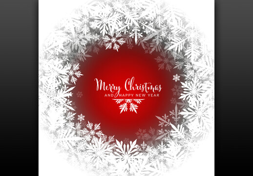 Christmas Winter Card Layout with Red Accent