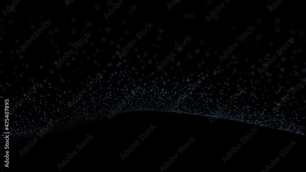 Poster slow moving dotted wavy detailed lines on dark black copy space background seamless loop animation.