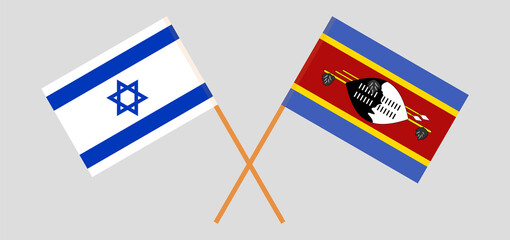 Crossed flags of Israel and Eswatini. Official colors. Correct proportion